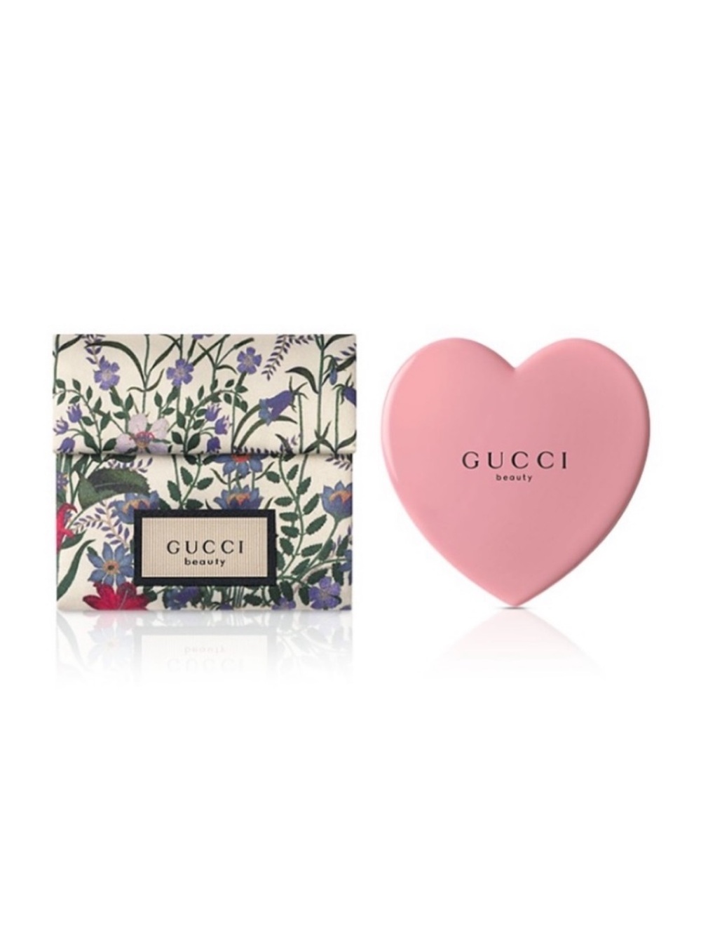 Gucci Beauty Pink Heart Mirror Pink with Floral Pouch
